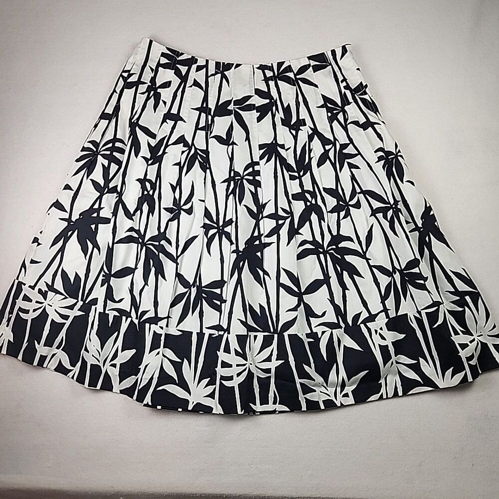 Jones New York Signature Pleated Midi Skirt Size 14 Cotton Bamboo Print Lined